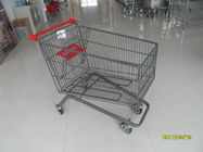 Large Capacity 4 Wheel Supermarket Shopping Trolley With Red Handle