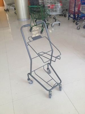 Çin Colorful Steel Shopping Basket Trolley With PVC / PU / TPR Wheel Fabrika