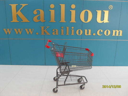 Çin American Style Metal Supermarket 4 wheel shopping trolley with grey powder coating Fabrika