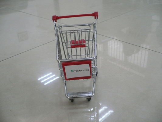 Çin Mini shopping cart trolley with company sticker with plastic advertising board Fabrika