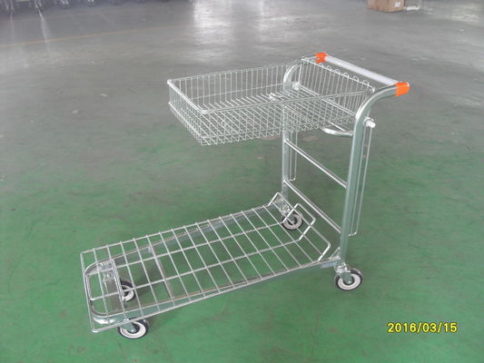 Çin Supermarket Warehouse Trolley cart with square steel tube base and logo on handle Fabrika