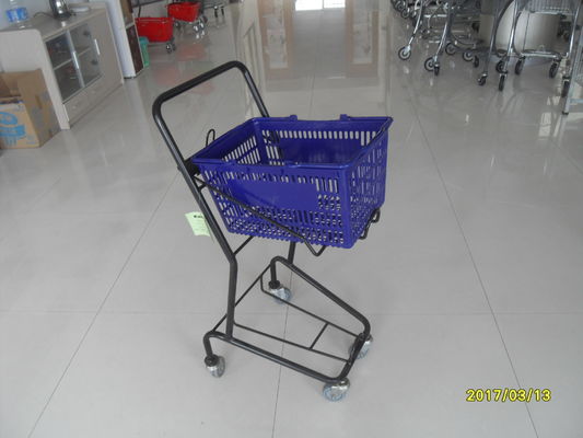 Çin Small Shop 4 Wheel Shopping Cart , Logo Shopping Basket With Wheels Fabrika