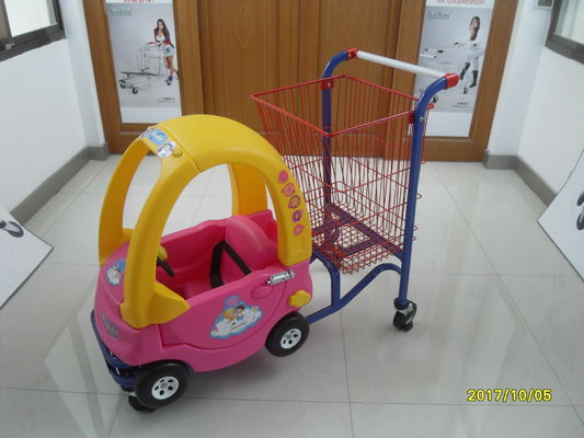 Çin 95L Low Carbon Steel / Plastic Children Shopping Cart With Red Powder Coating Fabrika
