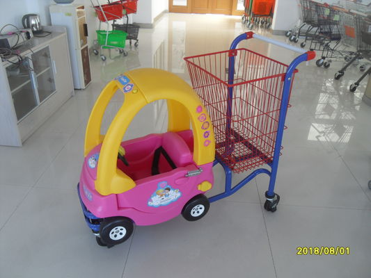 Çin Oyuncak Araba Ile kırmızı Toz Kaplı çocuk alışveriş sepeti travelator tekerleri Fabrika