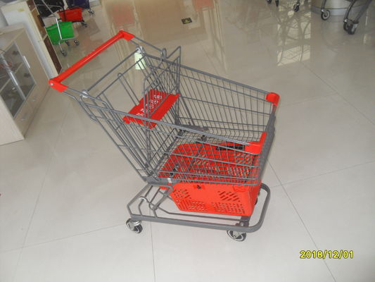 Gri Toz Boya Ve Alışveriş Sepeti ile 80L Süpermarket Alışveriş Arabası