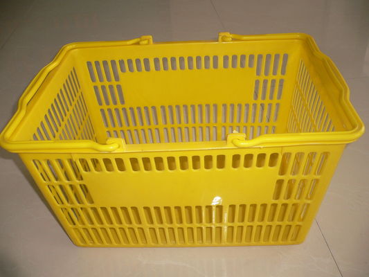 Çin Portable Handheld Yellow Plastic Shopping Basket / Single Carry Handle Baskets Fabrika