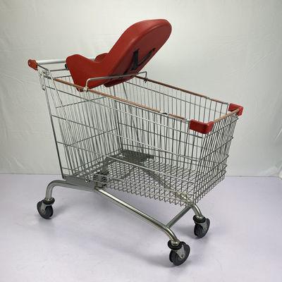 satın al 240L Avrupa Süpermarket Tarzı Büyük Kapasiteli Depolama Sepeti Ve Bebek Şezlonglu Metal Alışveriş Arabası online manufacture