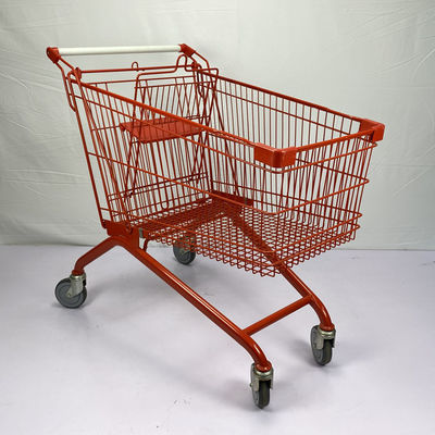 satın al Beyaz Saplı TPR Tekerlekler ile Kırmızı Sprey 180L Avrupa Metal Alışveriş Arabası Sepeti online manufacture