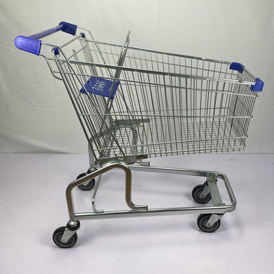 satın al Alman Tarzı 150L Büyük Kapasiteli Bakkal Tek Durak Alışveriş Süpermarket Mavi Plastik Parçalar Ile Çelik Arabası PU Tekerlekler online manufacture