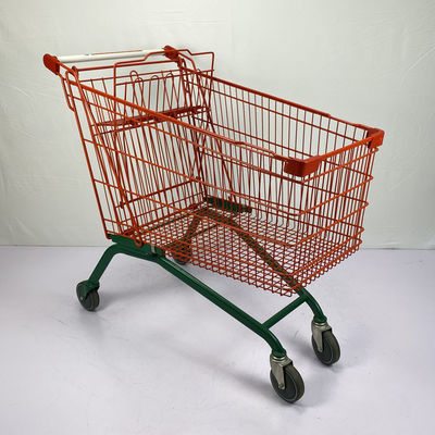 satın al 210L Özelleştirilmiş Metal Süpermarket Alışveriş Arabası Avrupa Tipi Kırmızı ve Yeşil Renk online manufacture