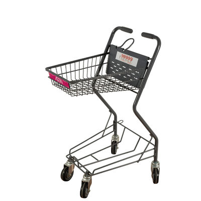 satın al Kullanışlı Gri İki Sepet Alışveriş Arabası Katlanır Çinko Süpermarket Sepet Sepeti online manufacture