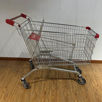 satın al 210L Variety Store Powder Coating SGS Certificate European Market Grocery Shopping Trolley  with PU Wheels Çevrimiçi üretim