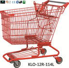Red Powder Coating Small Metal Shopping Carts For Seniors / Grocery Shopping Trolley