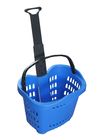 Çin Colorful Plastic Rolling Shopping Basket With Wheels 55l , Plastic Shopping Trolley Baskets şirket