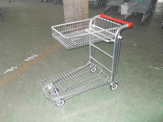 Çin Warehouse cargo plat form trolley with top folding basket and 4 swivel flat casters Fabrika
