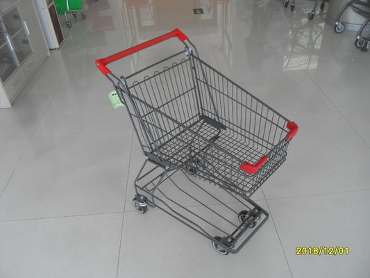 Çin Baz Izgara 45L Ve Kırmızı Saplı Barlı Süpermarket 4 Tekerlekli Alışveriş Sepeti Fabrika