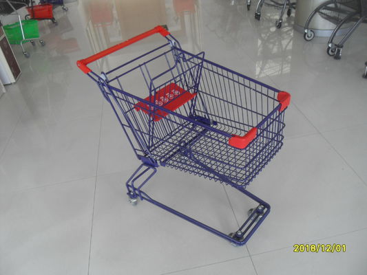 Çin Kolay İtme Kolu Tel Alışveriş Arabası, 4 Tekerlekli Alışveriş Arabası Kırmızı Plastik Parçalar Fabrika