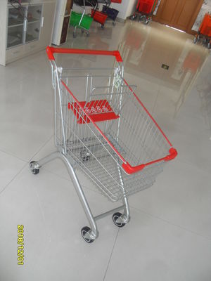 Çin Q195 Süpermarket Push Cart 60L Kapasiteli Küçük Alışveriş Arabası 750x461x935mm Fabrika