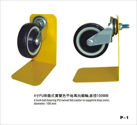 Çin Heavy Duty PU Swivel Flat Small Castor Wheels For Supermarket Trolley 100mm Fabrika